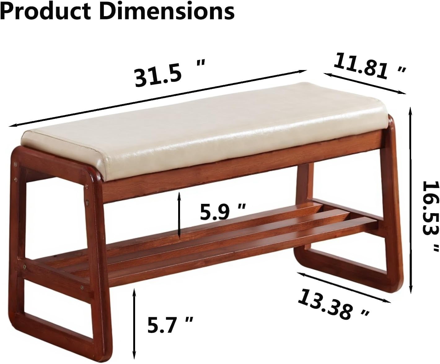 Schuhregal Bank Massivholz Eingangsbank mit Kissen Gepolsterter Sitz für Flur Grau 80 cm