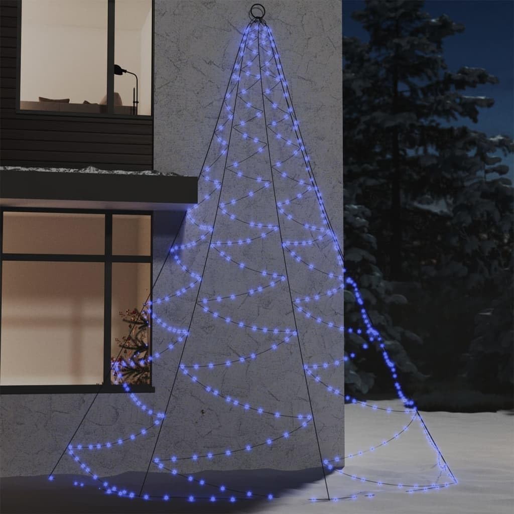 LED-Wandbaum mit 720 energiesparenden LEDs Blau 5 m Höhe Metallhaken, 8-Funktionen-Adapter, wasserdicht IP44 für Innen und Außen, inklusive Erdspieße und Kabelbinder zur Dekoration