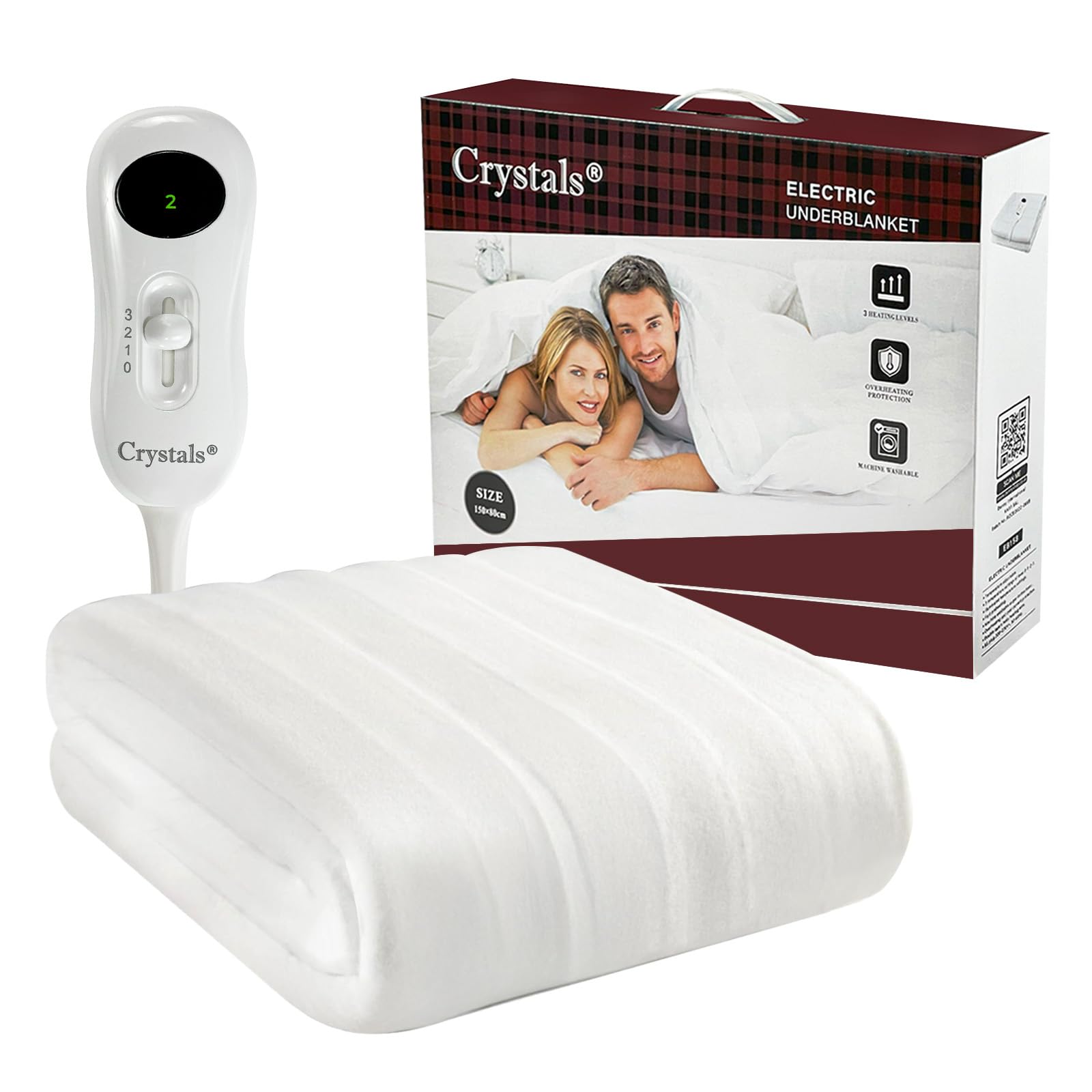 Electric Blanket Double - Heated Electric Under-Blanket with 3 Heat Settings, Machine Washable with Straps and Overheat Protection – Auto Shut Off Electric Blanket for Adults (Double (160 x 130 cm)