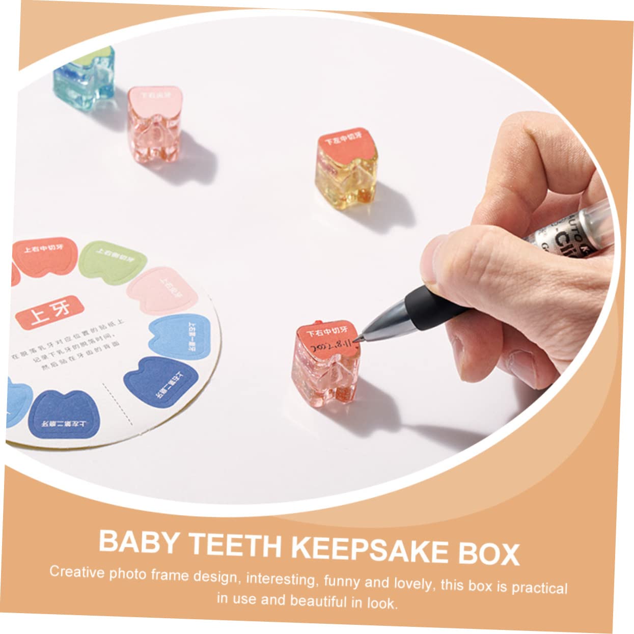 1juego Cajita De Para Dientes De Leche Diseño De Marco De Almacenamiento De Dientes Deciduos Para Recuerdos De Crecimiento Infantil Transparente y