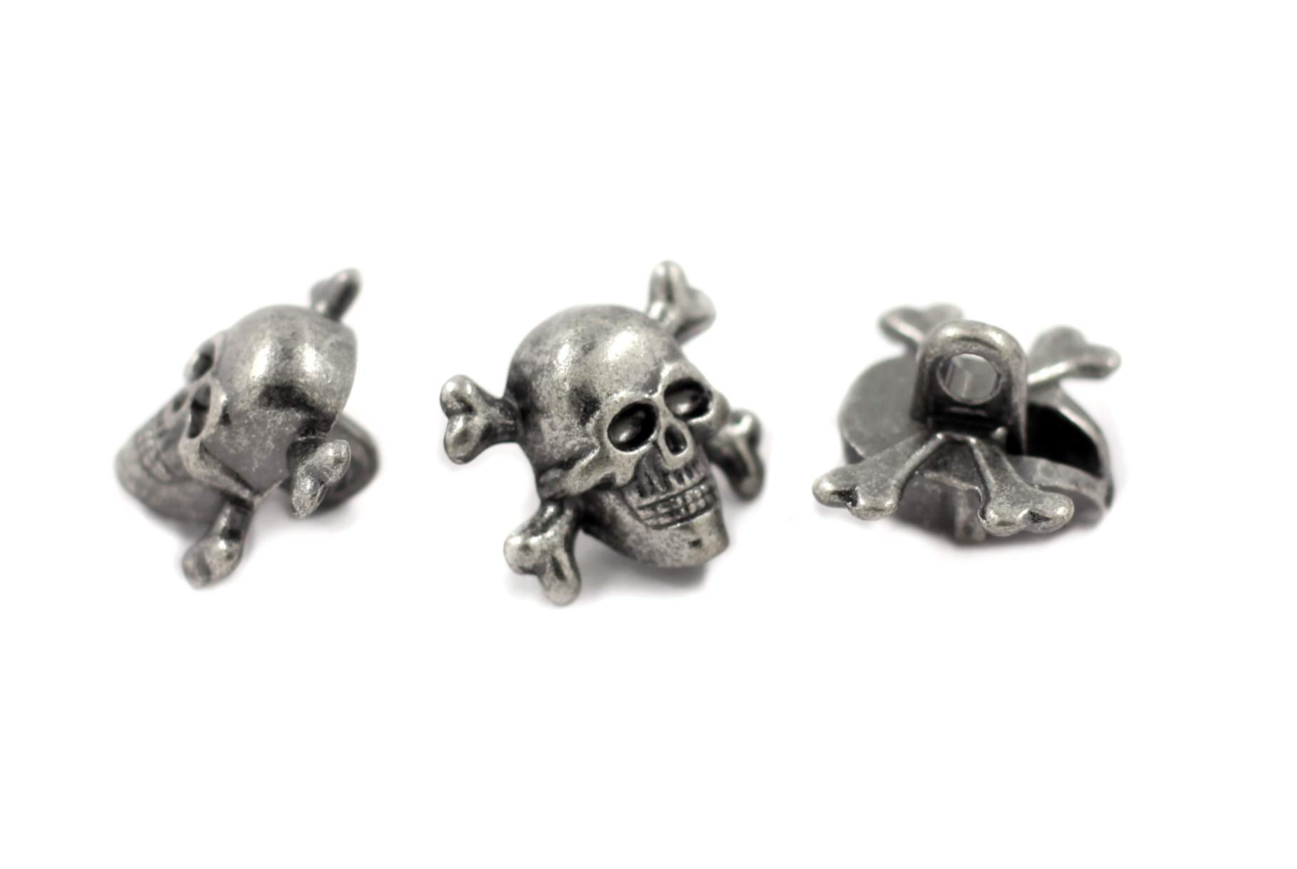 Lot De 10 Boutons Crâne Argentés - Tête De Mort - DIY Couture, Scrapbooking - Neufs