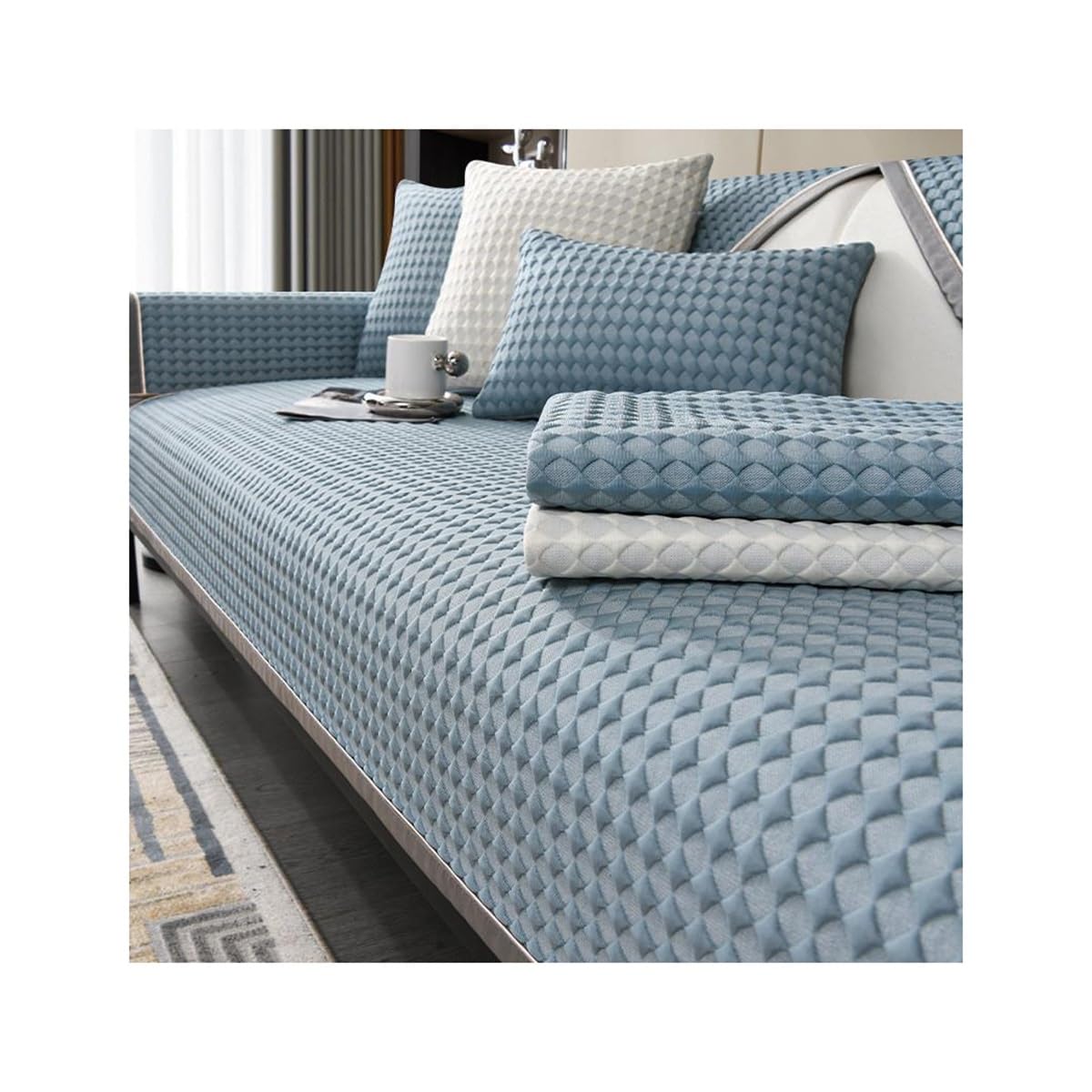 Housse de canapé universelle bleu rafraîchissant en tissu respirant de 90 x 240 cm