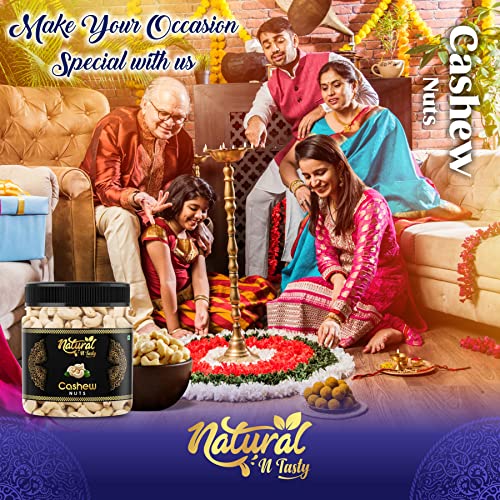 Image of Natural 'n Tasty Premium Whole Cashew Nuts, Crunchy Kaju, Rich in Protein, Vacuum Packed, Healthy Dry Fruit Snack (500g)