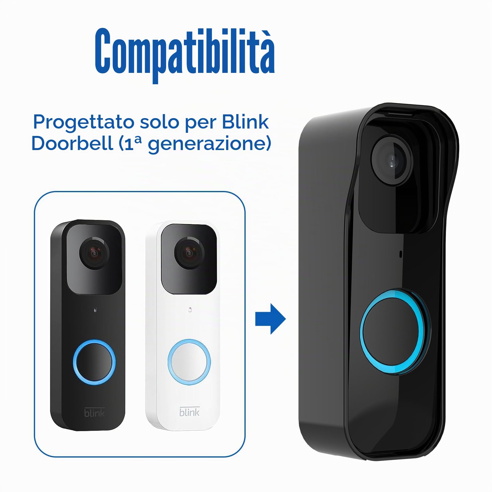 Staffa di montaggio per campanello video Blink (1a generazione), facile installazione, custodia protettiva da parete per campanello video Blink (1a generazione)