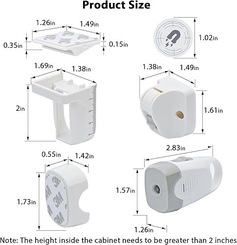 Miniatura 3 de Cerraduras magnéticas para gabinete a prueba de bebés (4 cerraduras y 1 llave). Cerraduras de gabinete para bebés con función de iluminación, se