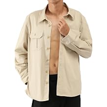 Mens Fall Jacket Winter Jacket for Men Mid-weight 100% Cotton Bomber Shacket Relaxed Fit Casual Coat with Pockets