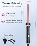 Wand Curling, 3/4-1 Inch Fer à ruban, Céramique professionnelle Tour de cheveux pour les femmes et les filles Courroies naturelles moyennes à longues, avec gants résistant à la chaleur, double tension