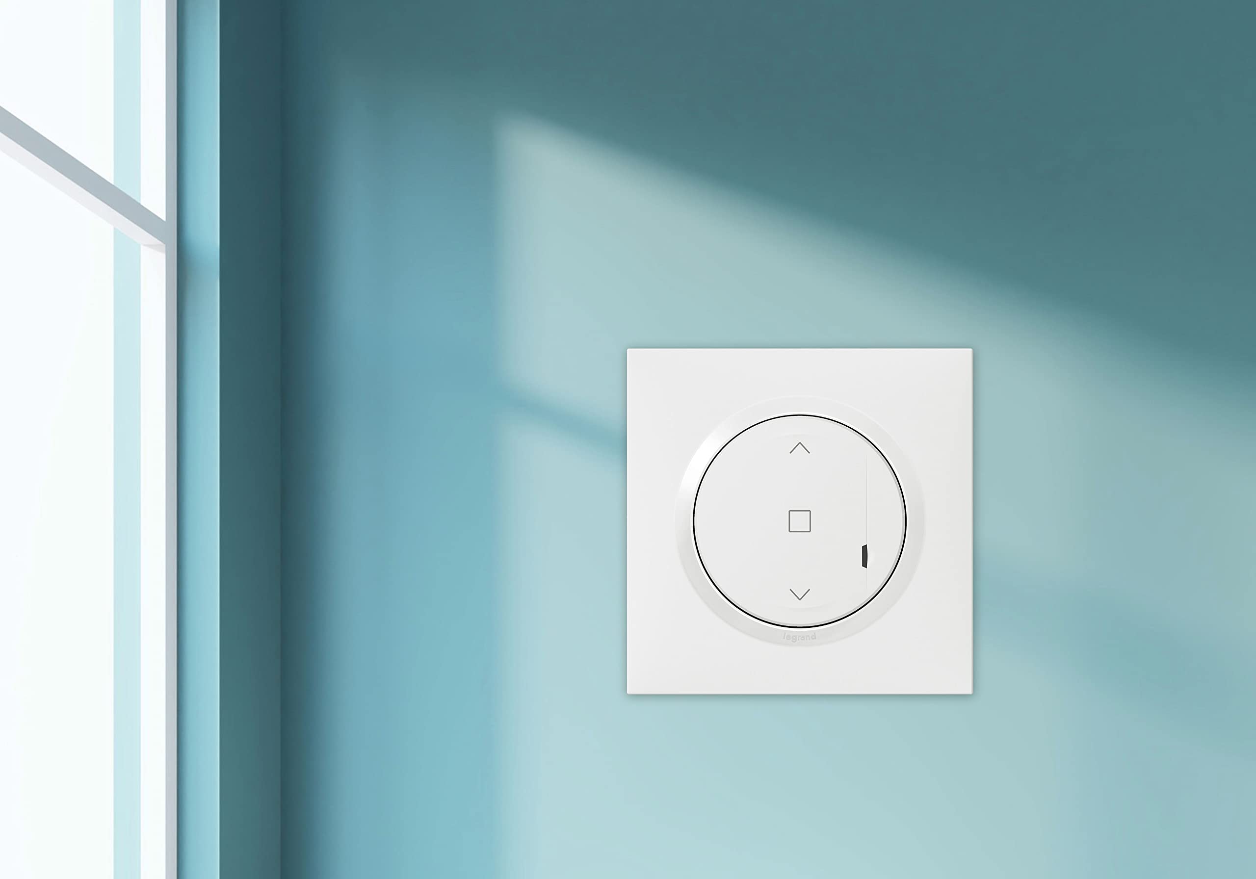 Legrand 199234 Kabelschalter mit Neutralkabel für Rollläden und Jalousien Dooxie mit Netatmo komplett (Befestigungen, Halterung, Radzierblende und Platte) – Weiß