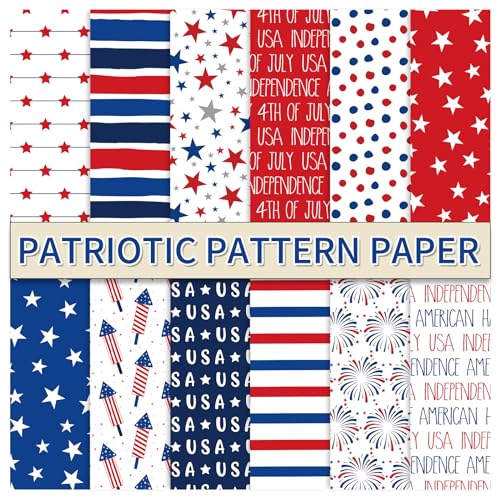Papier scrapbooking 4 juillet à motif feux d'artifice et papier artisanal double face