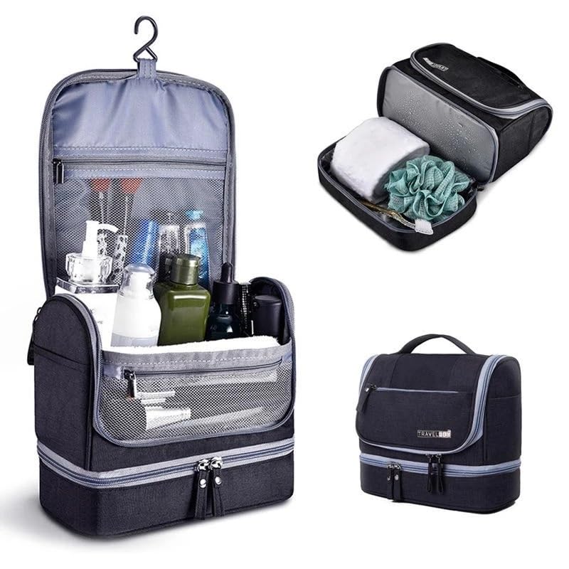 Borsa da Toilette Borsa portaoggetti per Articoli da Toilette Portatile da Viaggio da Appendere Grande capacità Separazione per liquidi Pacchetto Cosmetici Organizzazione Trucco