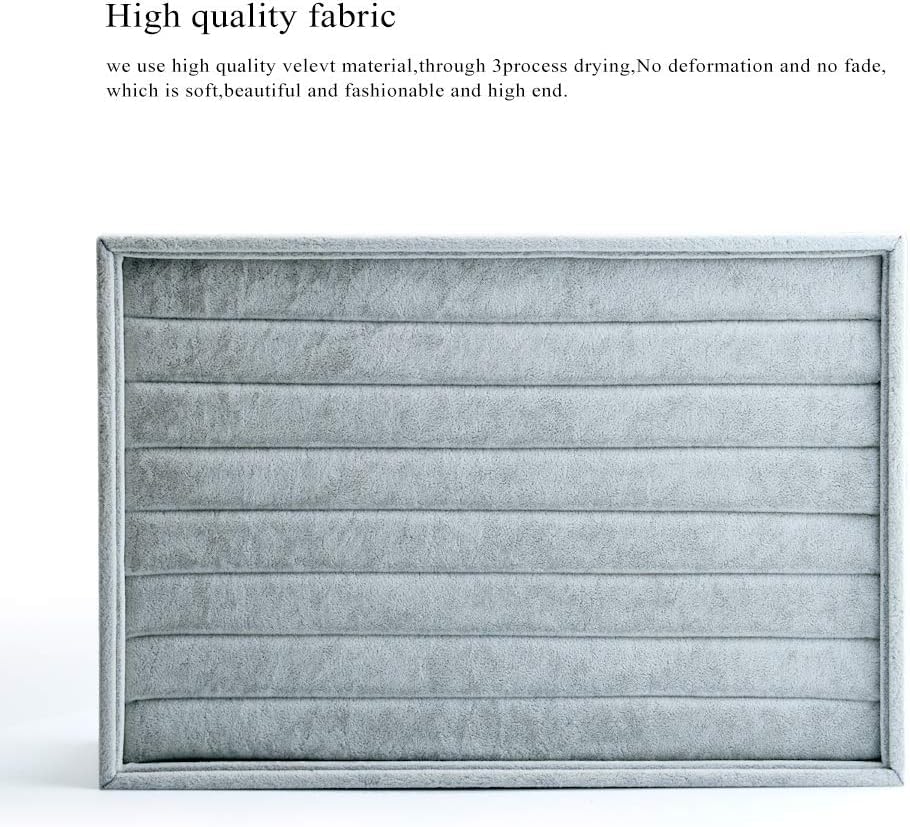 Image of Ring Velvet Jewellery Drawer Organizer Tray Stackable Jewellery Tray for Drawer(Grey)