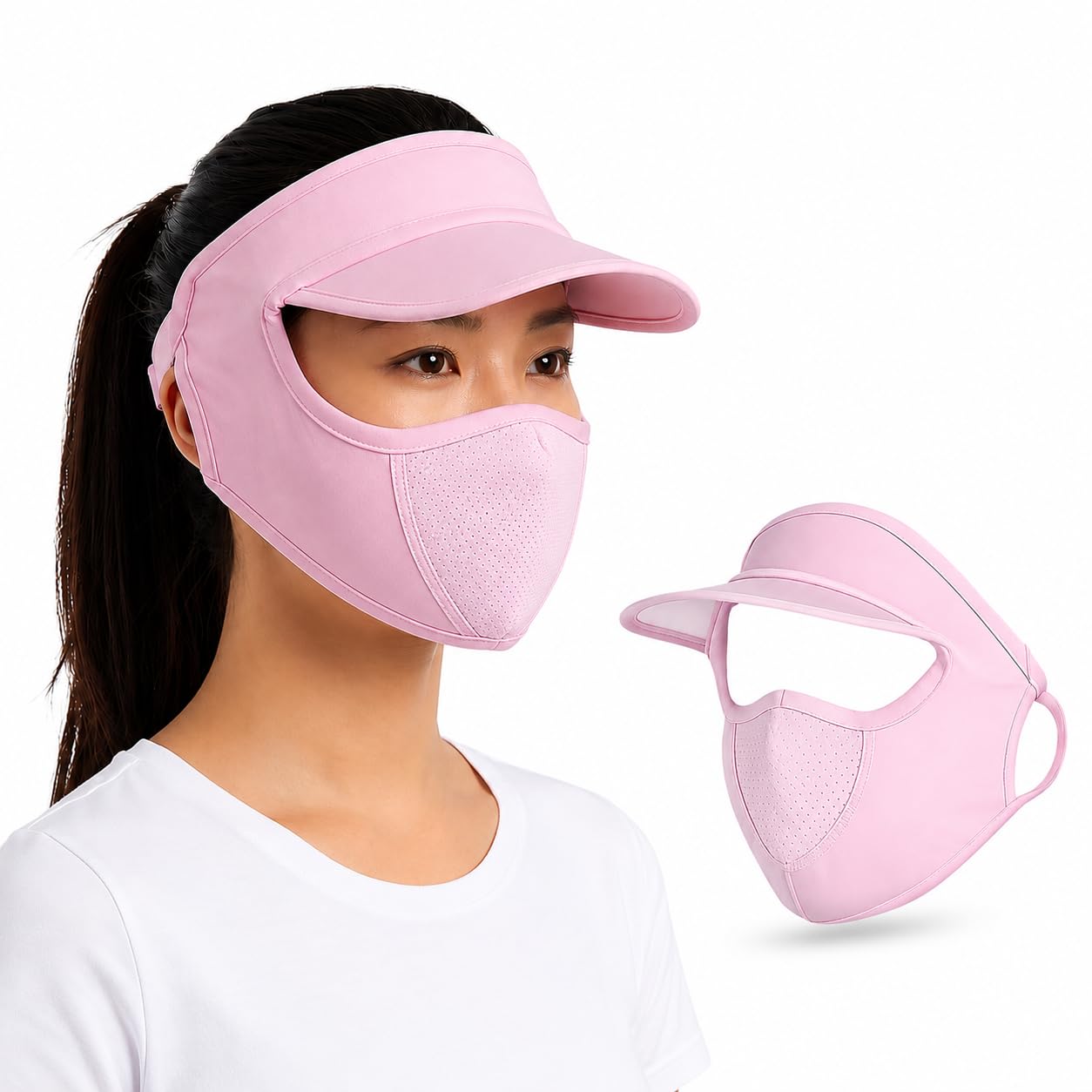 UV Protection Full Face Mask with Sun Visor Brim, UPF 50+, Cooling Breathable Shield Cover for Cycling, Riding, Golf, Outdoor Sports Black-picture-20