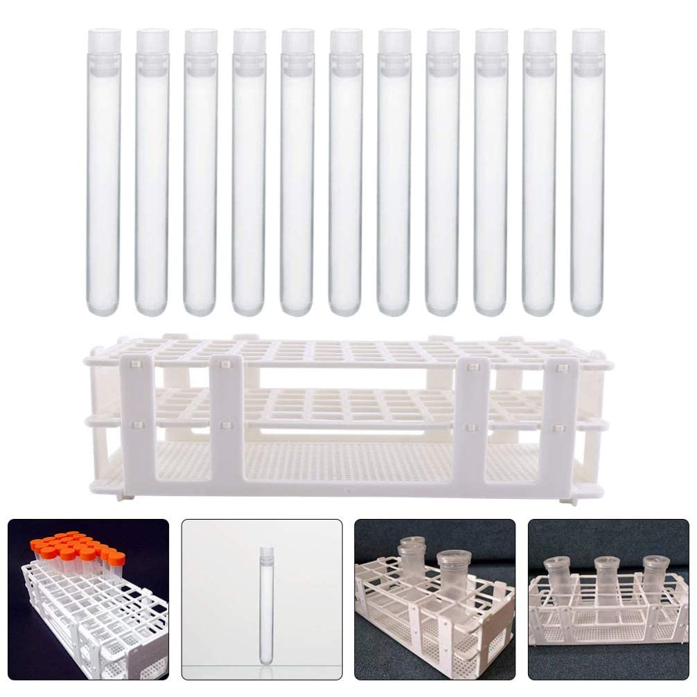 QUNINE 61 Supporti per portaprovette in plastica Trasparente per provette per esperimenti scientifici, Forniture di Laboratorio Scolastico