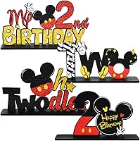 Vista 1 de TONIFUL Red Mouse Suministros para Fiesta de 2º Cumpleaños Centros de Mesa - Diseño Temático de Ratón Rojo y Madera Resistente para Recuerdos