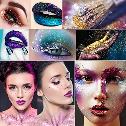 12 Color Holographic Glitter For Nail, Shimmer Chunky Eye Glitter For Face, Hair, Body, Glitter Eyesahdow Makeup, Cosmetics Glitter Art Makeup (12Colors) #TOP6