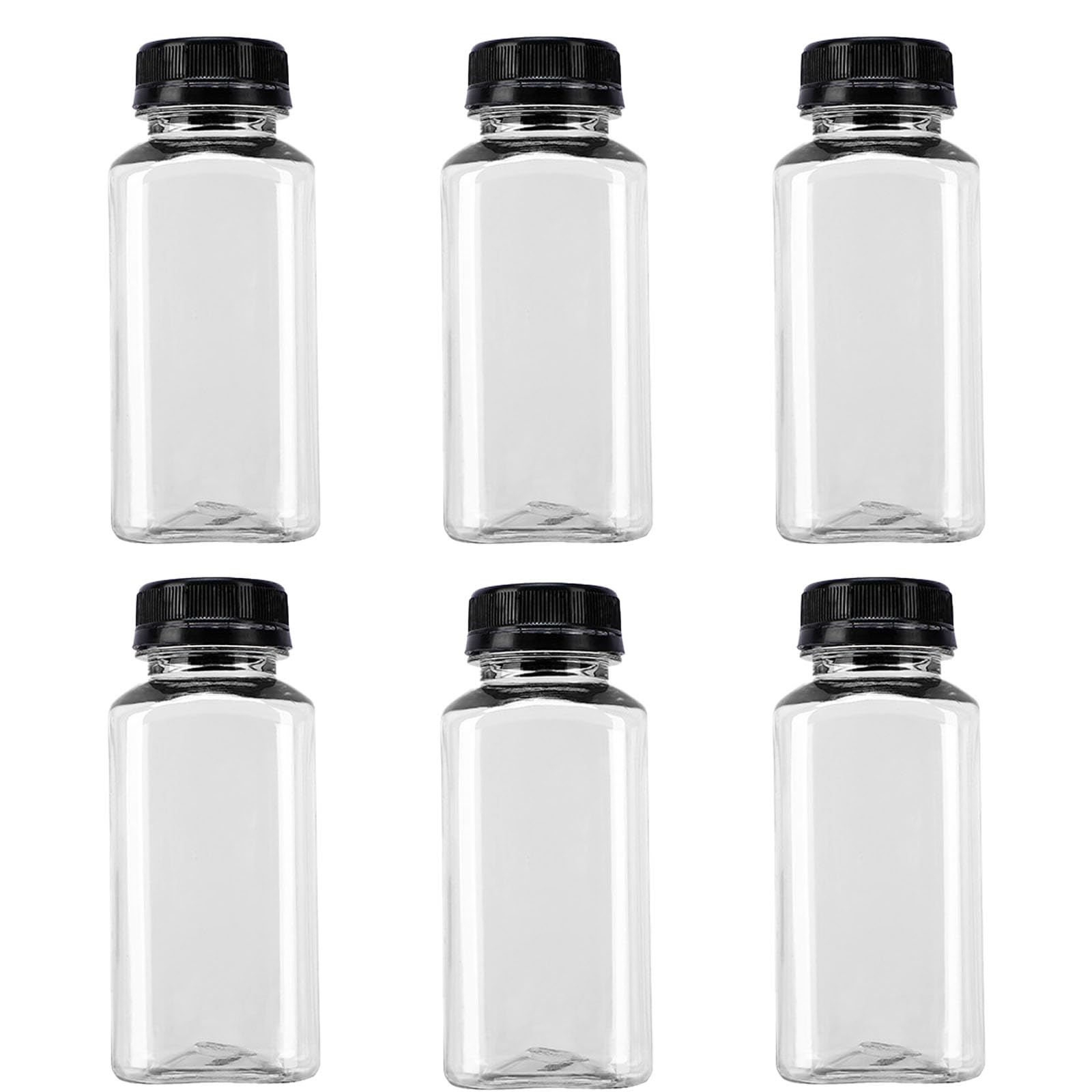 QXCFTW 6 PCS Juice Bottles,250ml Plastic Bottles, Plastic With Lids