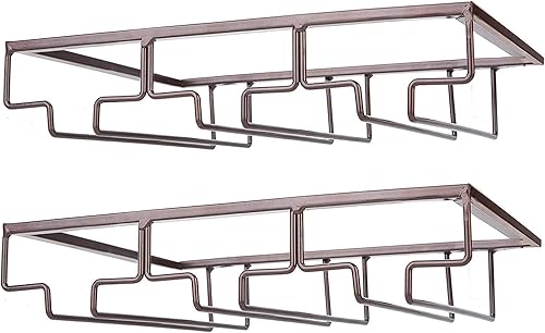 Miniatura 1 de Soporte para copas de vino, organizador de metal para bar o cocina, color negro, Casual, Marrón