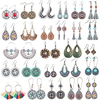 Duufin 26 Pares Bohemios Pendientes Vintage Boho Pendientes Earrings para Mujer, 26 Estilos