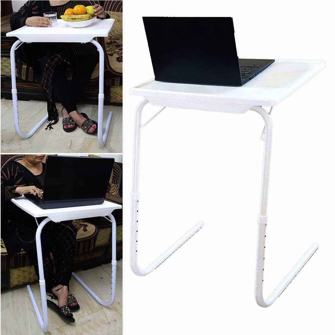 Amazon Brand - Arovemic White Table Mate Multipurpose Table and Height Adjustable Laptop & Utility Table for Laptop and Multiple Usage Like Study Table-Bed Tables(Plastic,White)-4 (B0BKR4BKNC) Amazon Price History, Amazon Price Tracker