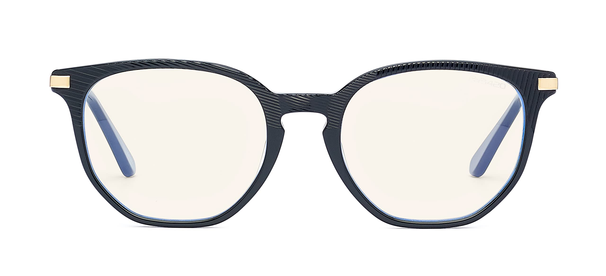 Bollé Safety PRBBARC108 BARCELONA Gafa de Contra, Lente de PC Incoloro, Tecnología PRB420, Bloqueador de la Luz Azul, Montura de Acetato Negra Brillante y Dorada para Mujeres