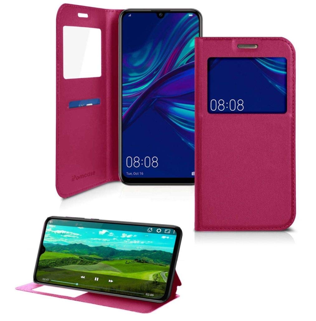 iPOMCASE Coque Cuir Porte Carte pour Huawei P Smart 2019, Rose