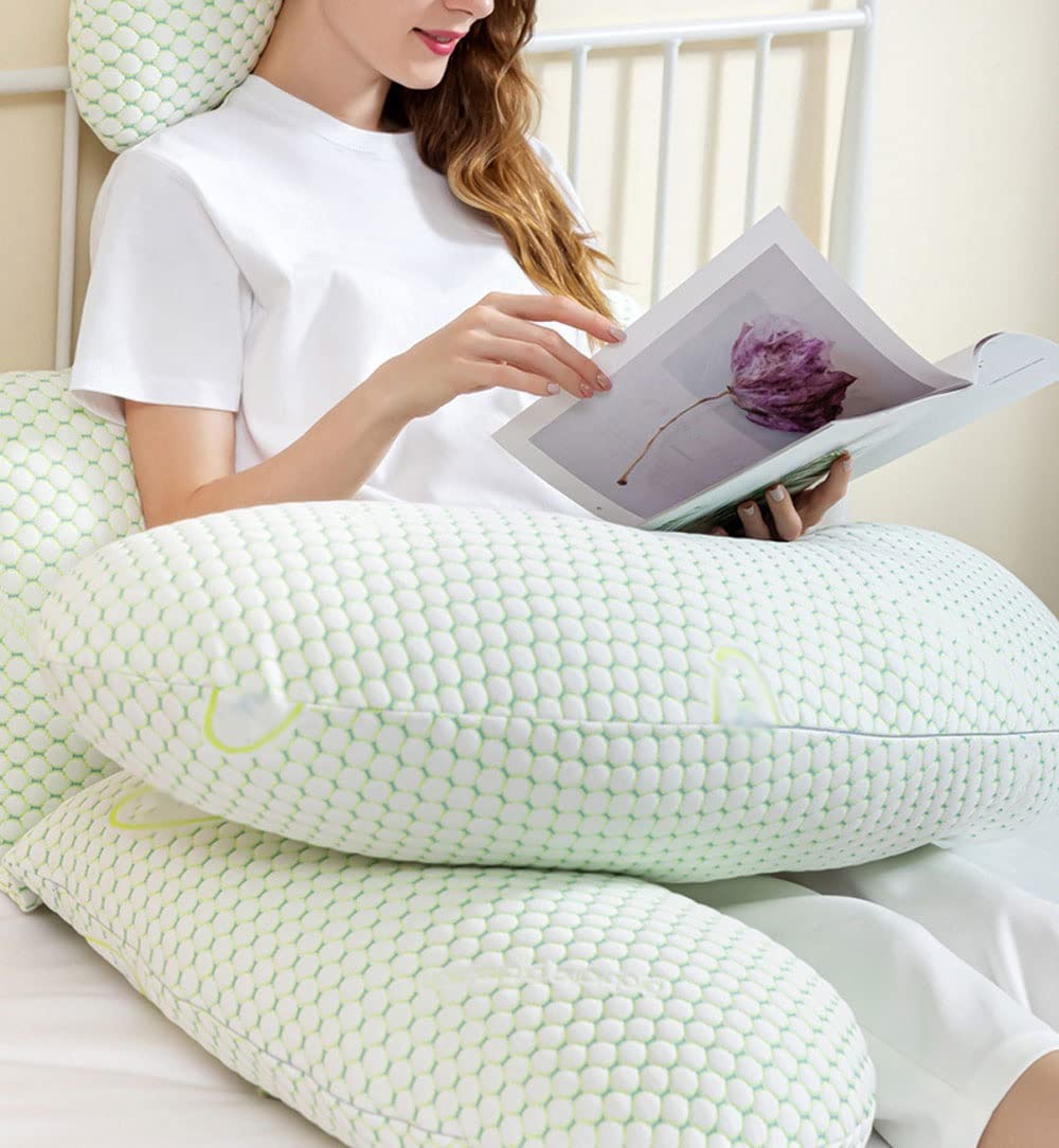 Almohada de Lactancia, Almohada de Embarazo, Almohada de Cuerpo Entero Desmontable en Forma de U, Almohada de Lactancia y Maternidad para Soporte de Espalda, Caderas, piernas y Vientre para