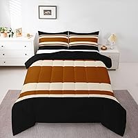 Vista 41 de Erosebridal - Juego de edredón con rayas rojas y negras tamaño Queen, juego de ropa de cama con diseño geométrico y estampado de patchwork en blanco