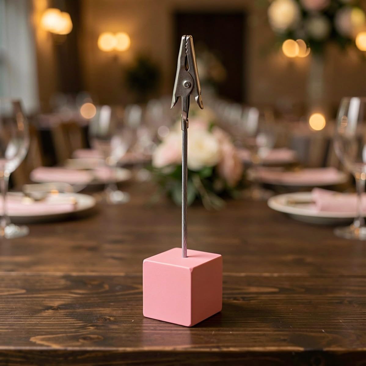 24 Piezas Portanotas Clip para Mesa, Madera y Hierro Rosa