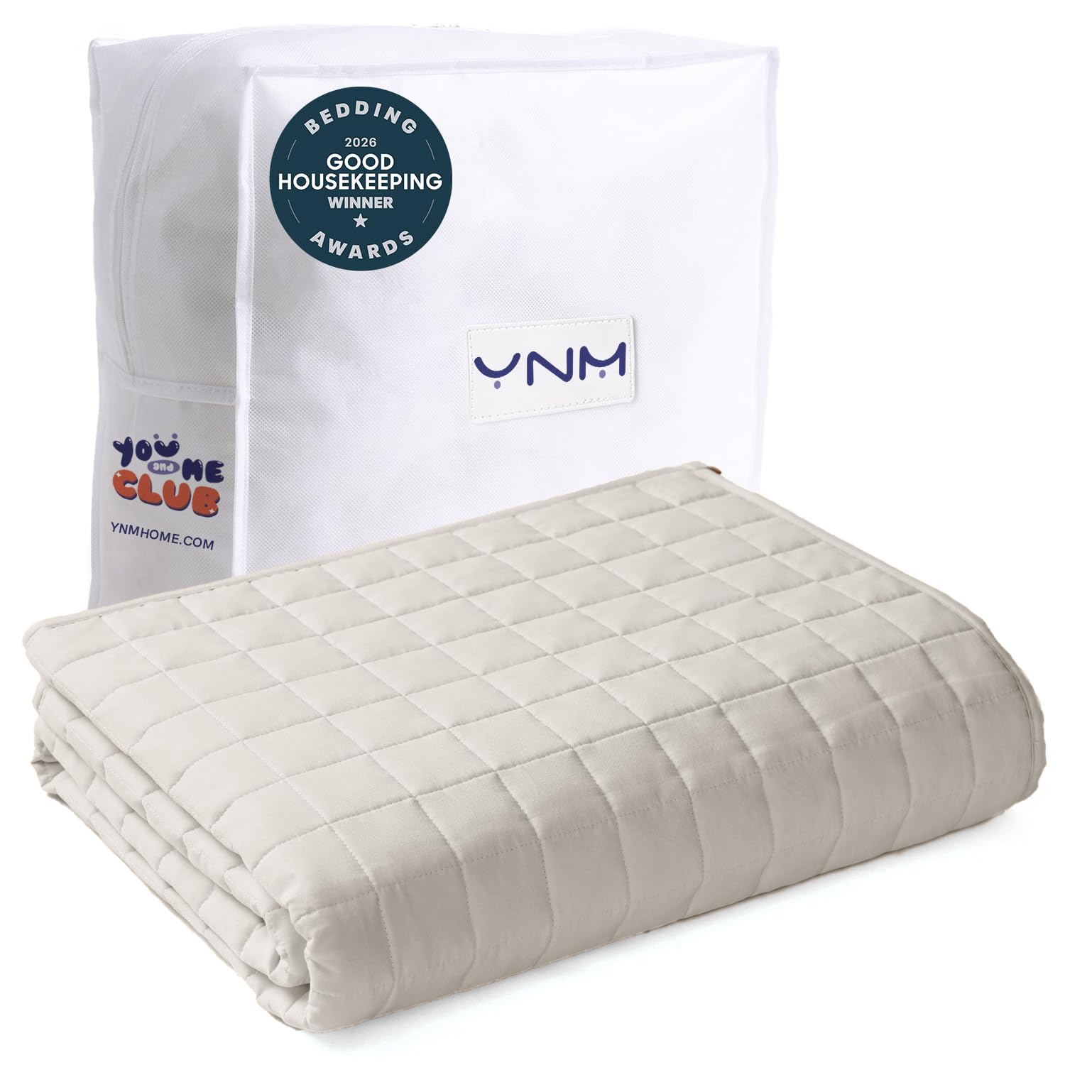 YnM King Size Weighted Blanket for Adults (88x104 Inches, 30 Pounds, Khaki), Exclusive Smallest Compartments with Glass Beads, Heavy Bed Blanket for Two Persons of 140~240lbs on Queen or King Bed