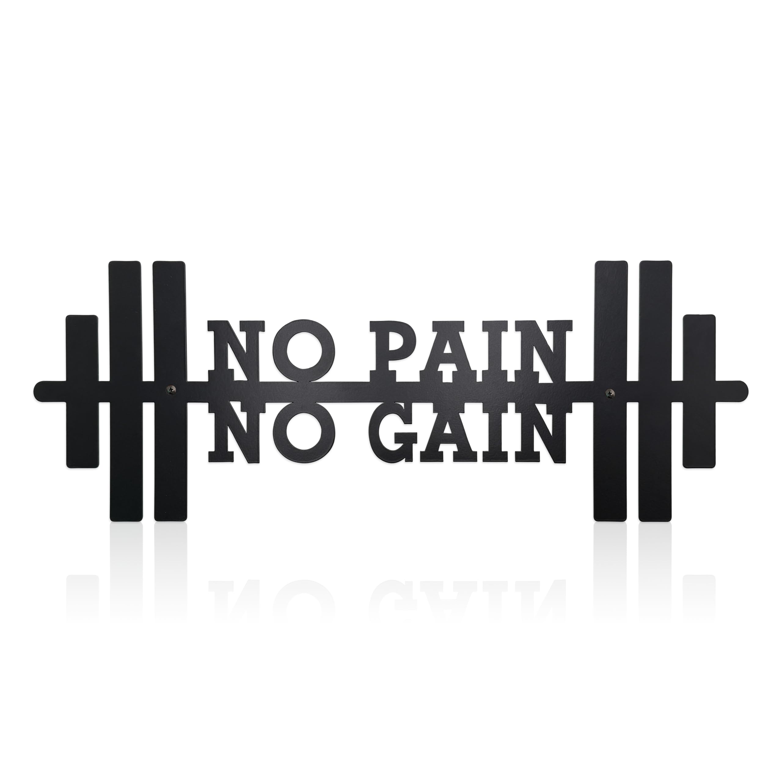 Motivierende Wandkunst "No Pain No Gain", 40,9 x 15 cm, Wanddekoration, Metalldekorschild für Zuhause, Fitnessstudio, Schwarz