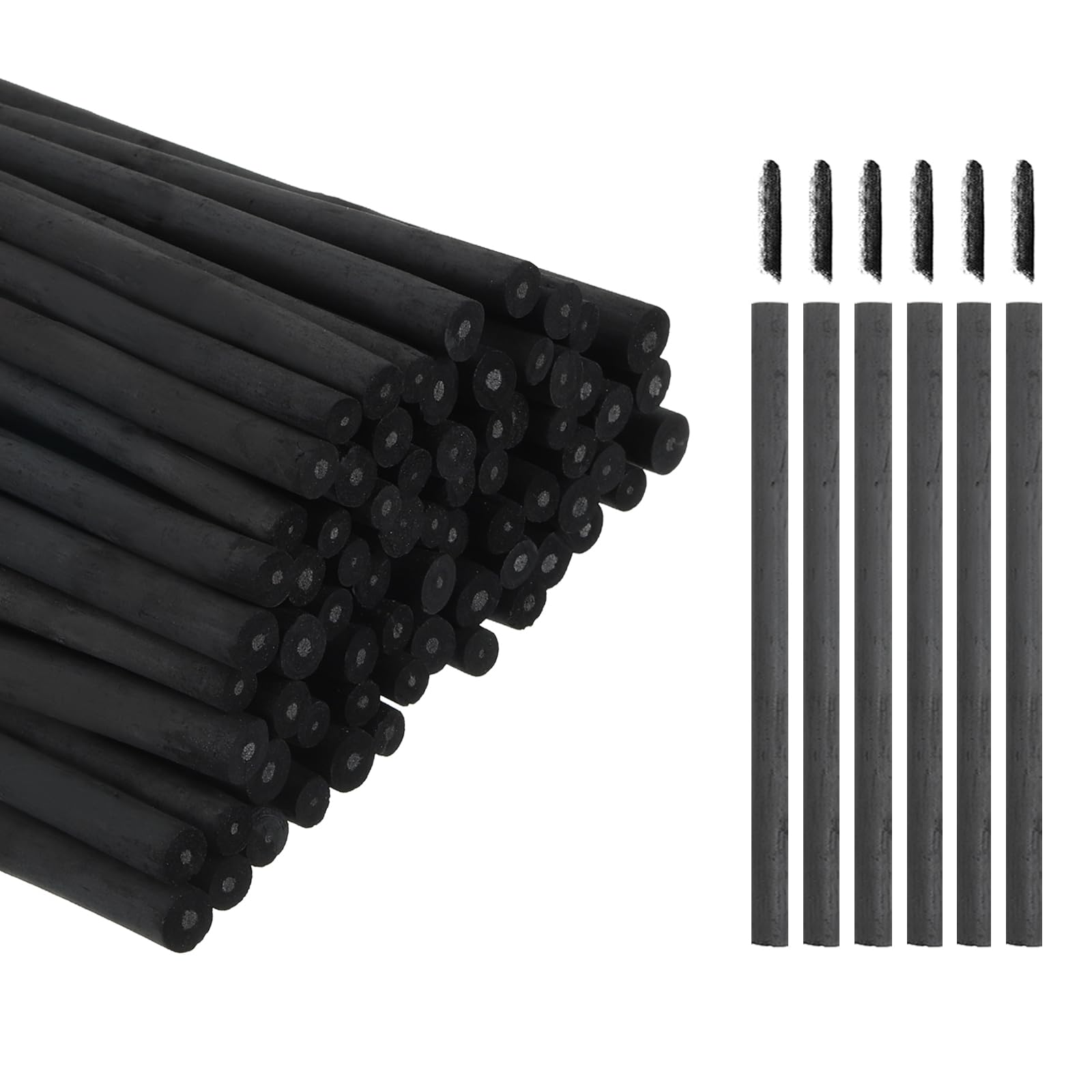 Charbon de bois de saule pour peinture dessin croquis et ombrage - Lot de 100 fusains