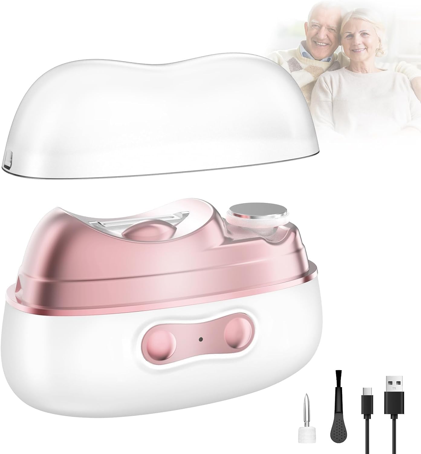 Electric Nail Clippers for Toenails Fingernail - 2026 4 in 1 Automatic Nail Trimmer with Nail File/Polishing/Gel Nail Light - USB Rechargeable for Baby/Kids/Adults/Seniors Thick Nails