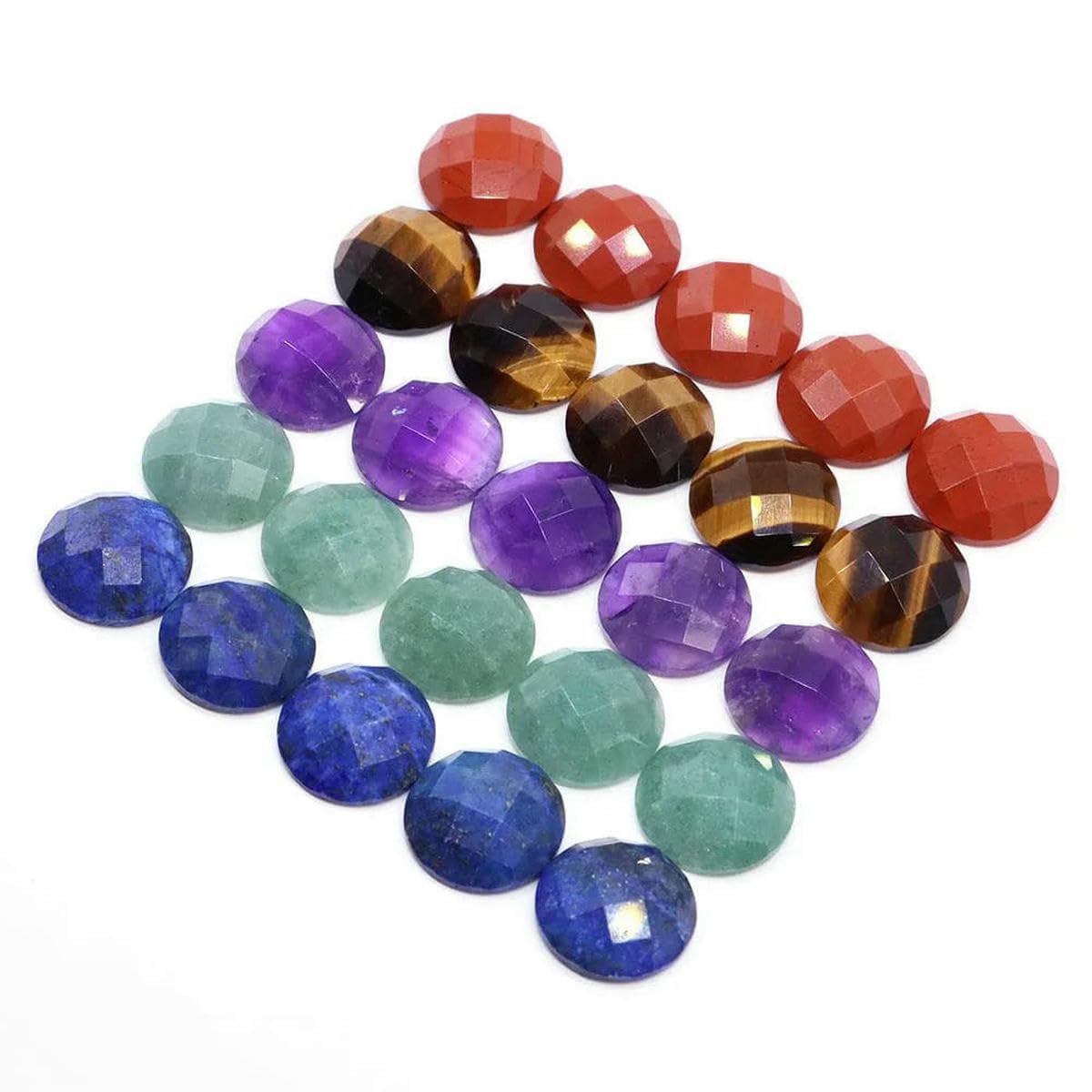 Cuentas redondas facetadas de cabujones de 16 mm con parte trasera plana, piedras naturales, espaciadores de camafeo de cristal para hacer joyas, collares, colgantes y anillos (obsidiana negra), 20
