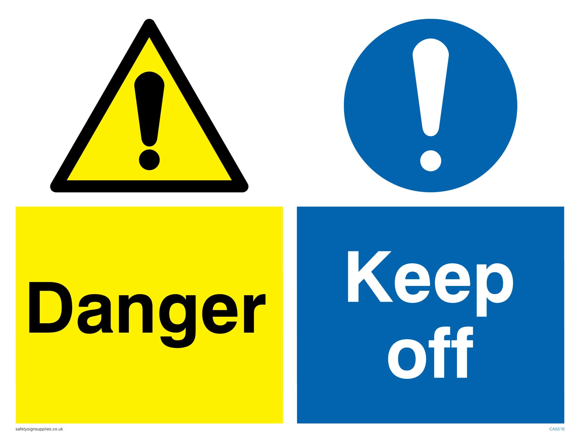 Viking Signs CA5516-A3L-1M "Danger Keep Off" Combination Sign, 1 mm, Plastic, Semi-Rigid, 400 mm H x 300 mm W