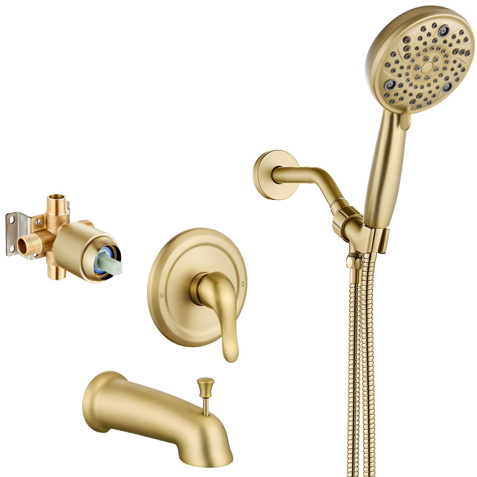 Robinet de douche avec bec de baignoire et système de pluie à valve incluse