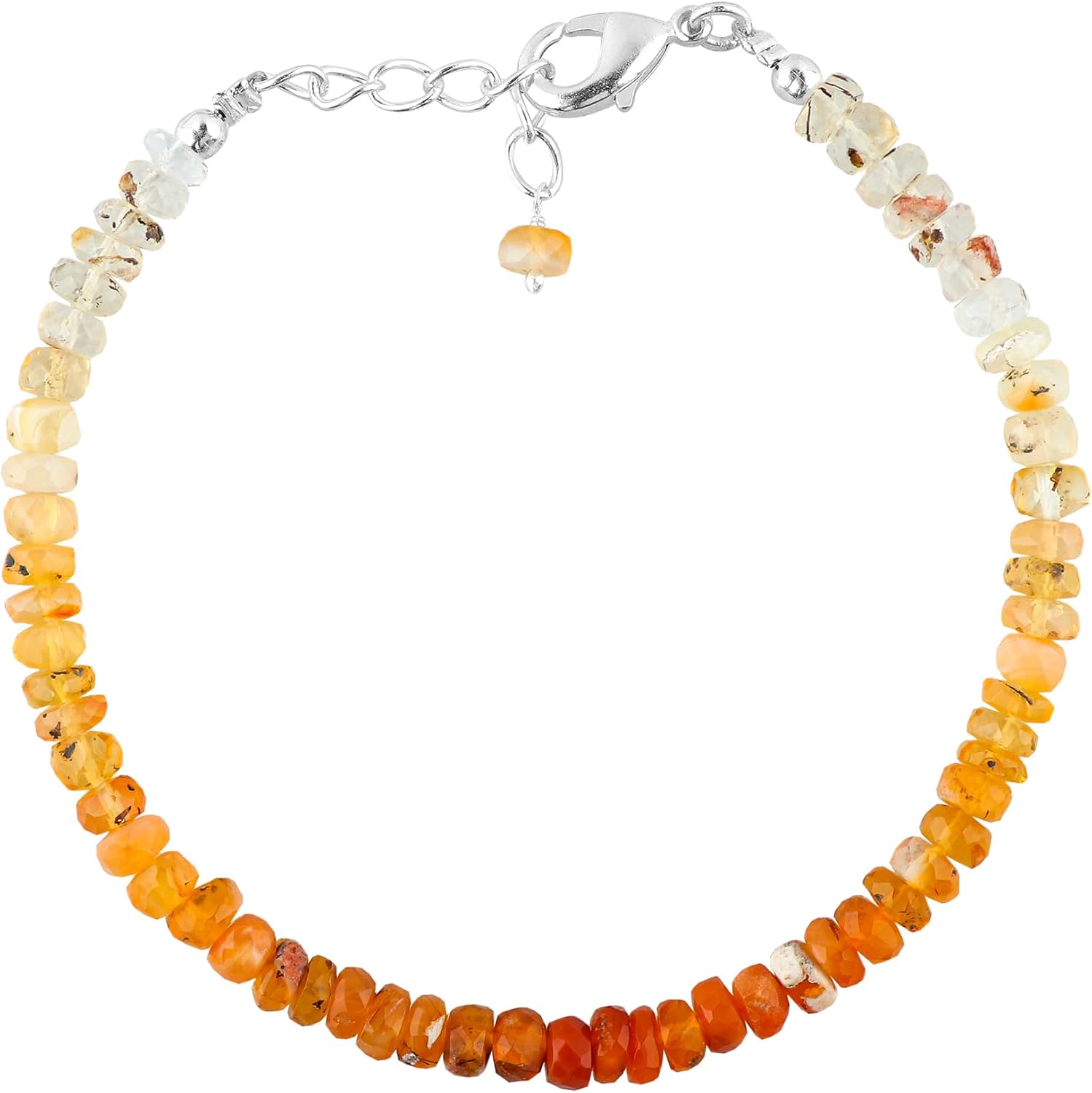 Natural Gemstones Beaded Bracelets, Assorted Beads Stones, Handmade Boho Hypoallergenic Jewelry for Women, Chakra Healing Crystals, Silver Adjustable Chain-7+1inch