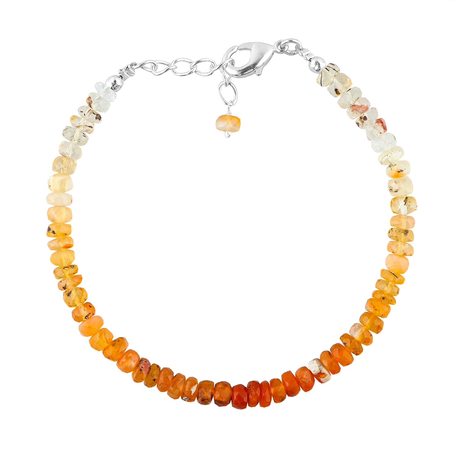 Natural Gemstones Beaded Bracelets, Assorted Beads Stones, Handmade Boho Hypoallergenic Jewelry for Women, Chakra Healing Crystals, Silver Adjustable Chain-7+1inch