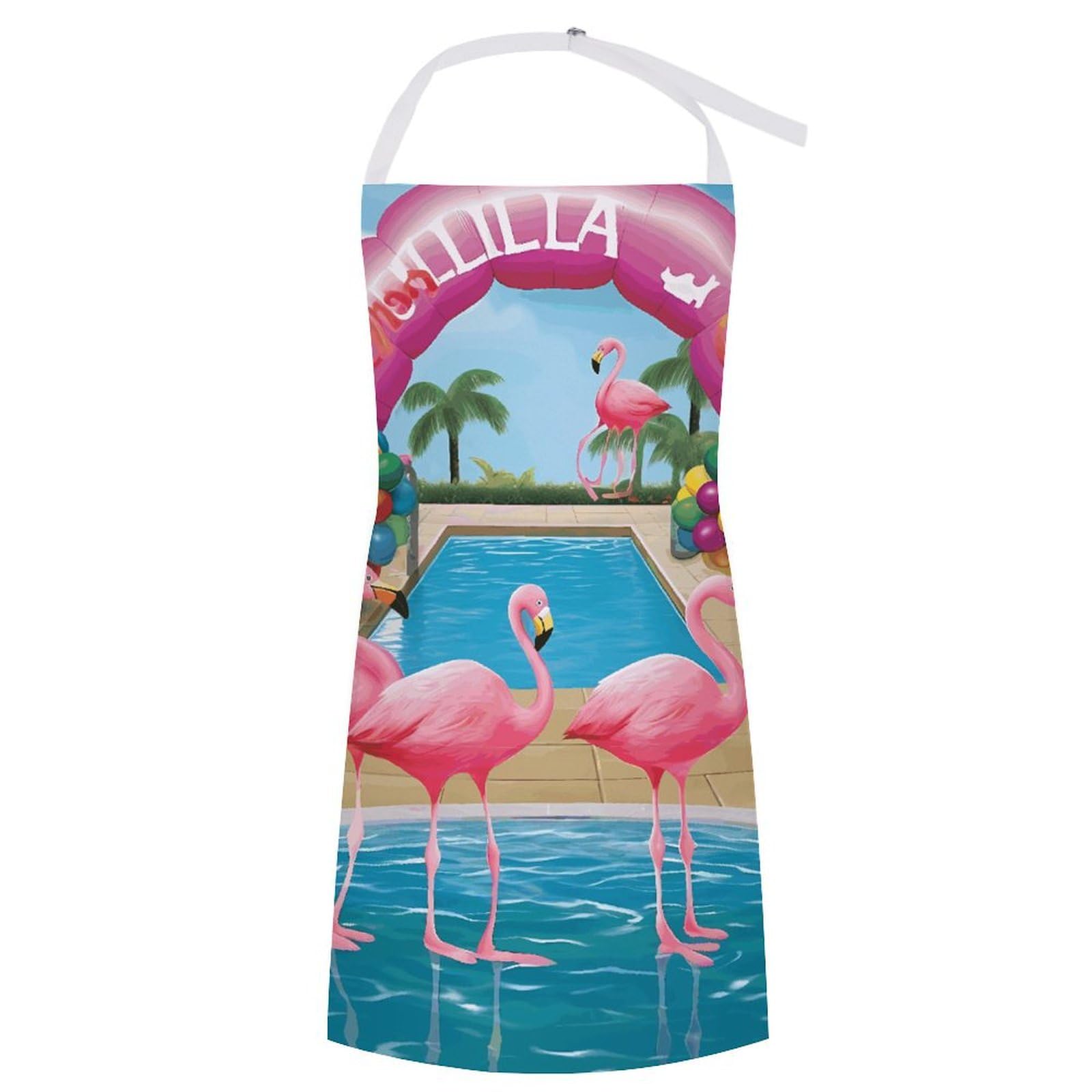 Vtctoasy Unisex Flamingo And Swimming Pool1 Adjustable Apron With 2 Pocket Apron For Women Men Bib Chef Aprons For Cooking, 70X80cm