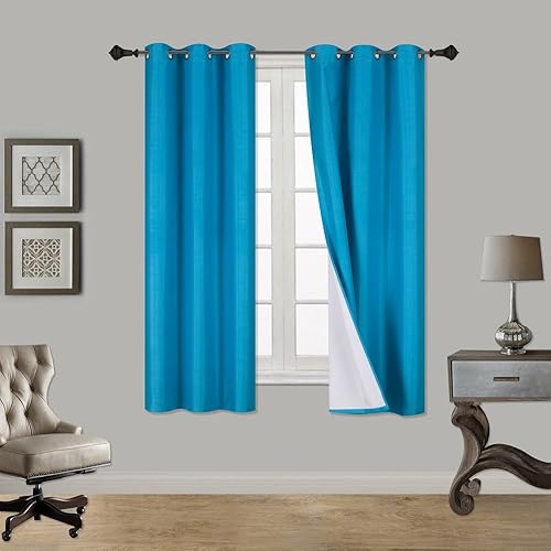 Miniatura 12 de 2 cortinas opacas de seda sintética para ventana, patrón sólido con ojales antiguos de bronce envejecido, tamaño Adam de 63, 84, 95 y 108 pulgadas