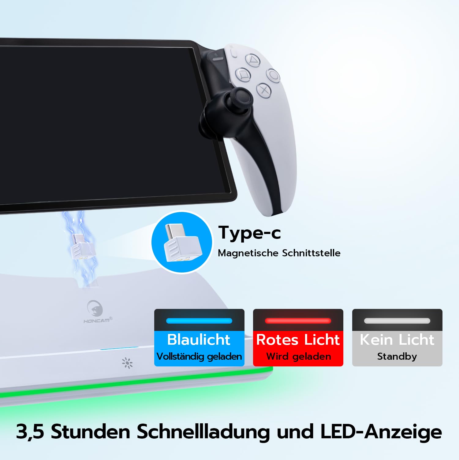 Mcbazel Ladestation für PS Portal Remote Player, PS Portal Remote Player Ladegerät mit RGB-Licht
