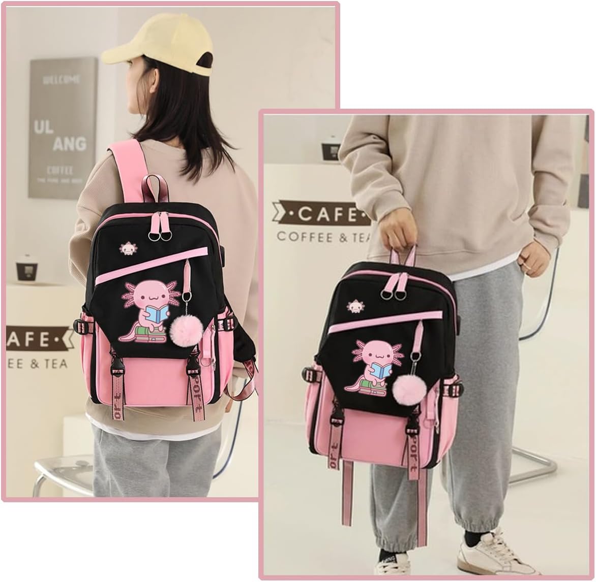 Axolotl Backpack Large Capacity Travel Backpack with USB Charging Port, Laptop Bag for Men & Women, Water-Resistant Multifunctional Daypack for Work, Outdoor - Image 3