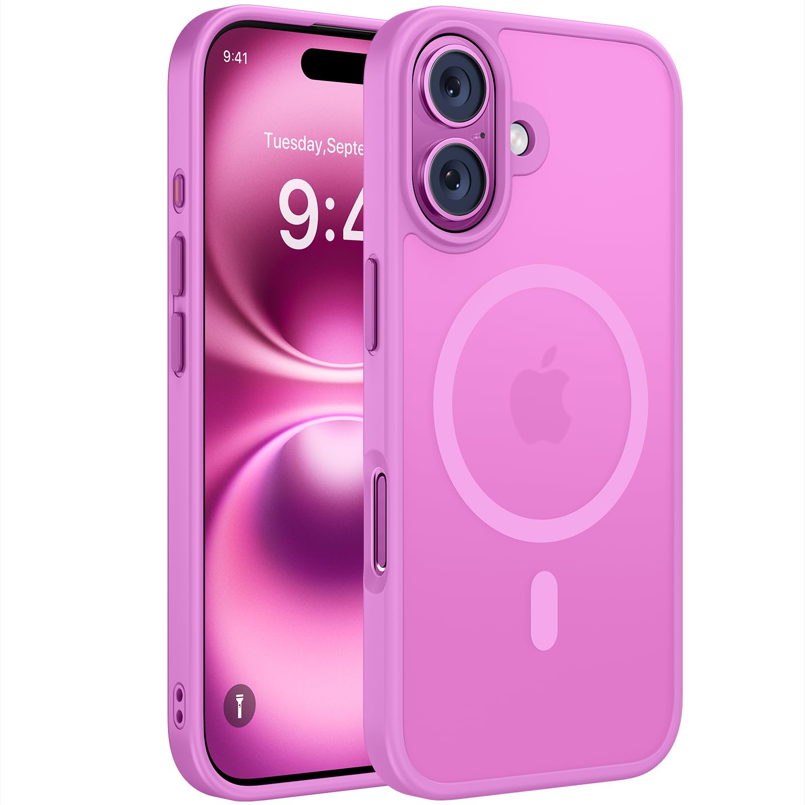 Miracase Magnetic Series for iPhone 16 Case [Compatible with MagSafe] Military-Grade Protection, Anti-Fingerprint, Slim Phone Case for iPhone 16 6.1 inch - Lilac Pink