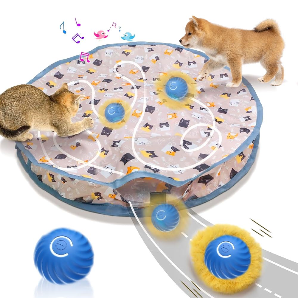 KBIBCK Juguete interactivo para gatos, alfombra de juego para gatos, pelota de juguete interactiva simulada para gatos, alfombra de juego para gatos, juguete para gatos, pelota de gato recargable