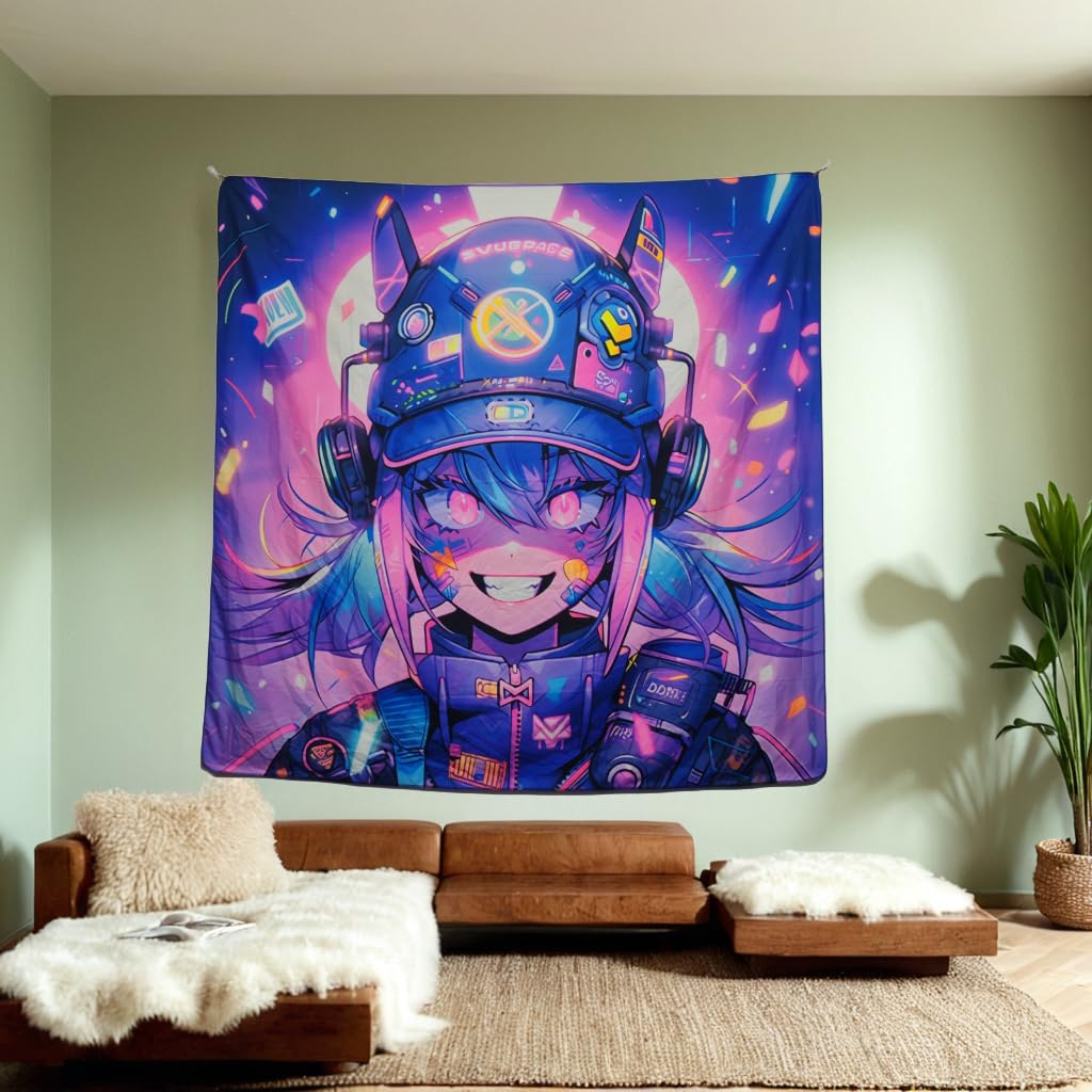 HOUHUANG Dipinti da appendere, arazzi, murales e dipinti decorativi, anime fluorescenti, cartoni animati, materiale in poliestere (150cmx 150cm) per famiglie, bar e feste all'aperto (24803)