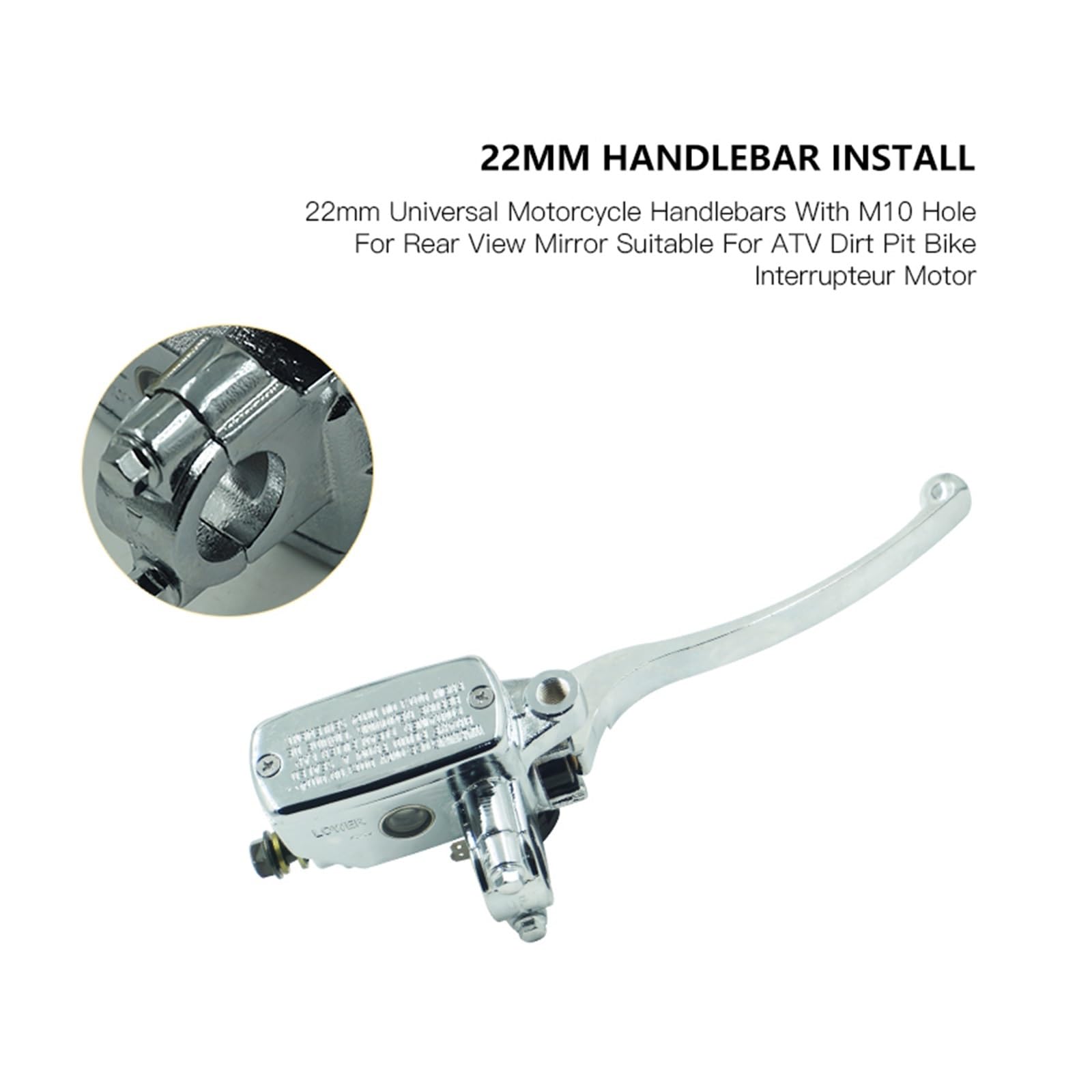 7/8 "22mm Argento Moto Cilindro Maestro Freno Idraulico Leva Pompa Frizione Del Freno Per Ya&maha Per Suzuki Per Ho&nda Con Pistone Da 14mm Frenos Leves Friziones