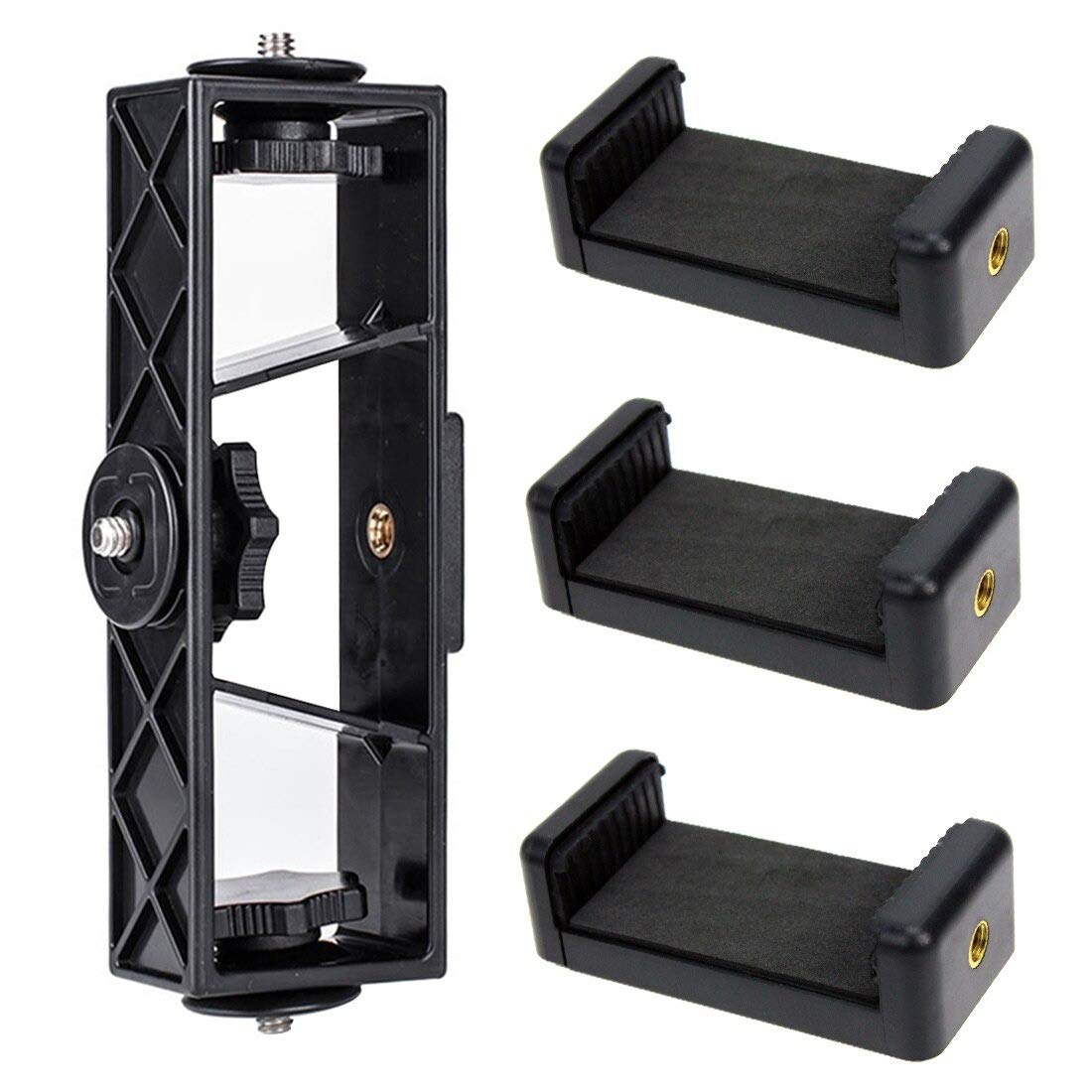 Three Side Mobile Holder Clip Mobile Holder for Mobile Phone Tripod & Video Shots & Pictures (Three Side Holder with 3 Monopod) - Black-image-32