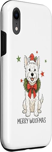 Miniatura 3 de Merry Woofmas White Terrier Dog Santa Hat Christmas Cute Dog Case for iPhone XR