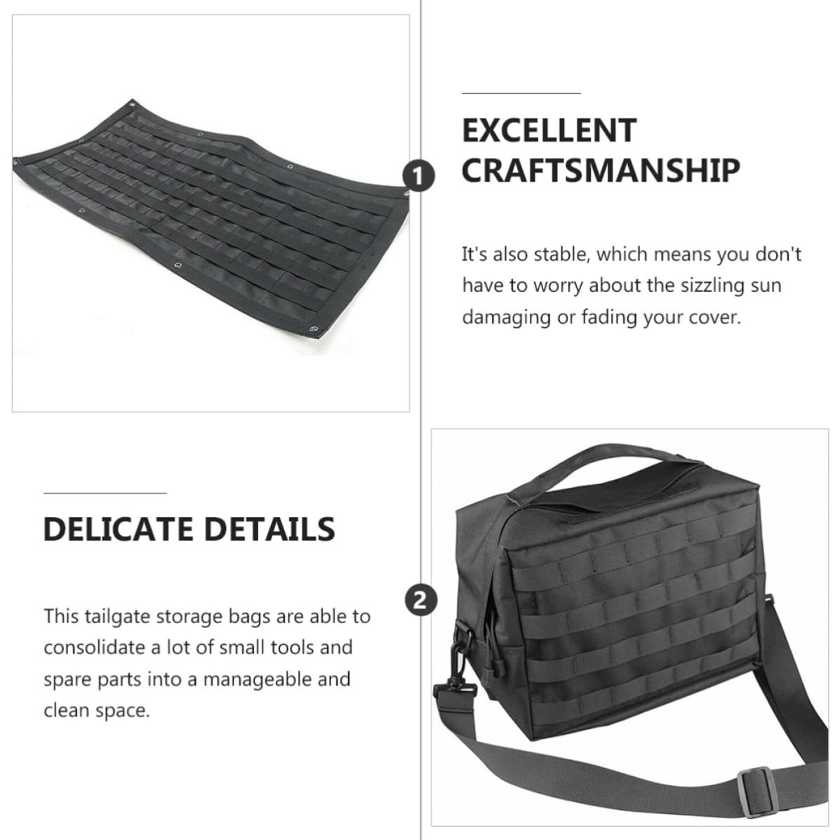 Bolsa en Nylon de Almacenamiento para Puerta Trasera de Coche Negro Excelente Acabado y Detalles Delicados y Organización para Uso Prolongado en Furgonetas Camper