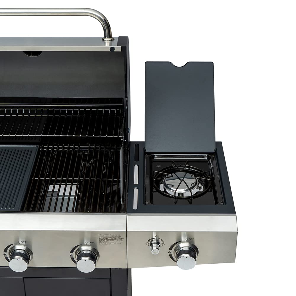Arsard Barbecue a Gas Professionale XXL 4 Fuochi 13 KW Griglia In Ghisa Acciaio Inox