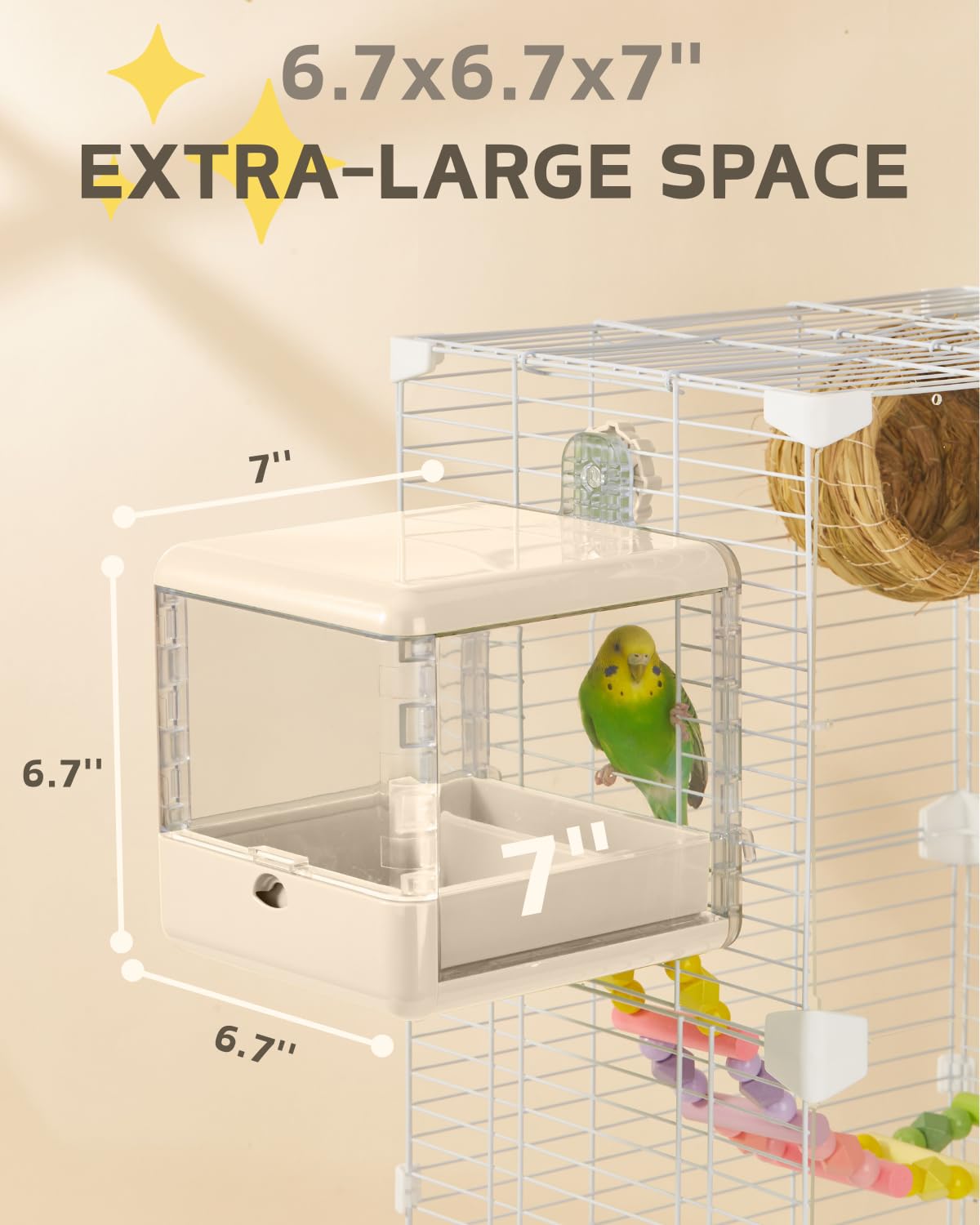 septillar Bird Feeder and Bath for Cage, Hanging Bird Bathtub Bath Shower Box Bowl, Bird Cage Accessories Suitable for Small Medium Birds, Parrots, Lovebirds, Finches, Parakeets, Mannikin (White) - image 2